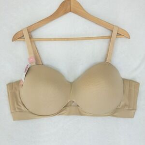 Cacique Comfort Bliss Bra Womens Size 44C Beige Multiway Strapless Lightly Lined